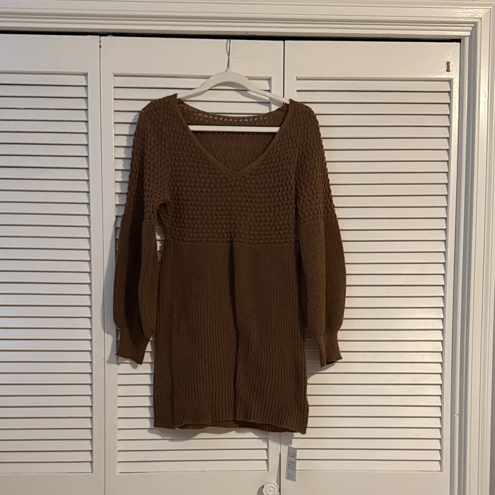 Cupshe Chocolate V-Neck Sweater